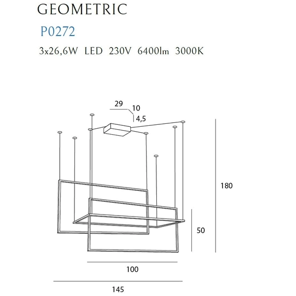 Minimalistyczna lampa wisząca GEOMETRIC P0272 LED 79,8W 3000K metal biała