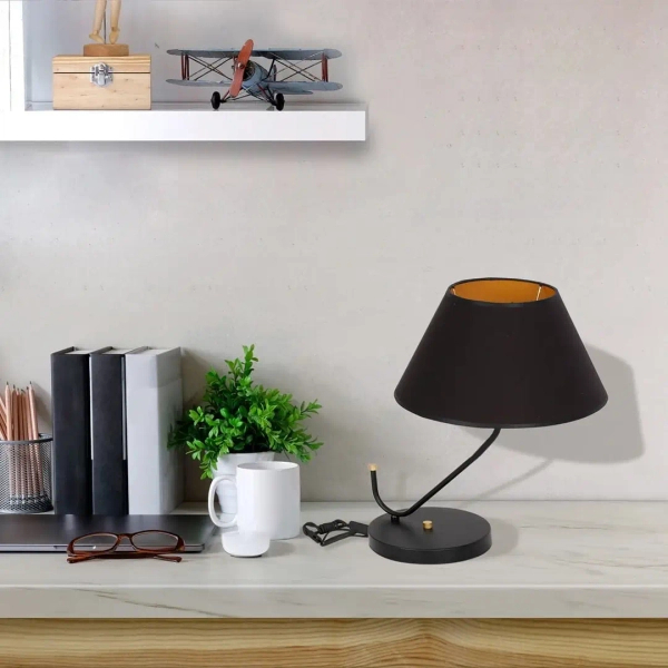 Modernistyczna lampa nocna VICTORIA BLACK MLP4914 abażurowa czarna