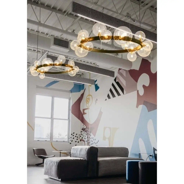 Wisząca lampa pierścień Orion XC111-850 Step kule szklane czarne