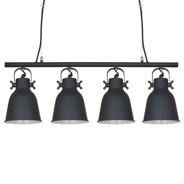 Wisząca LAMPA industrialna LAVARE MD-HN82608-4-BK+WH Italux metalowa OPRAWA loftowy ZWIS reflektorki na listwie grafitowe białe