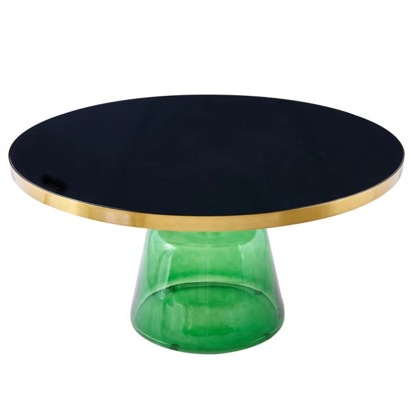 Stolik kawowy DOLCE C2-75 green Step szkło stal czarny zielony