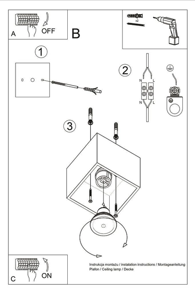 Downlight LAMPA sufitowa SL.0489 betonowa OPRAWA kostka cube