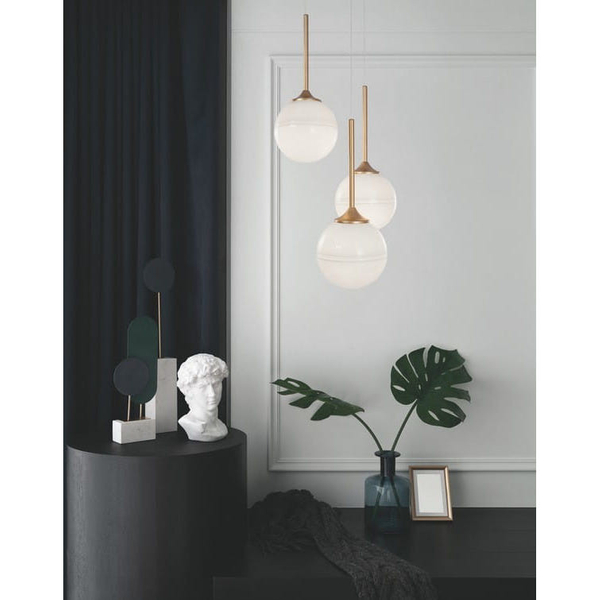 Wisząca lampa loftowa PEREZ LE41747 szklana biała złota outlet
