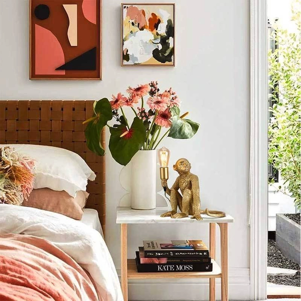 Stołowa lampa małpka Monkey ABR-KARD4-G dekoracyjna do sypialni złoty