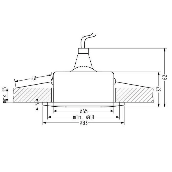 Wpuszczana lampa okrągła SH wodoodporna IP65 czarny wpust
