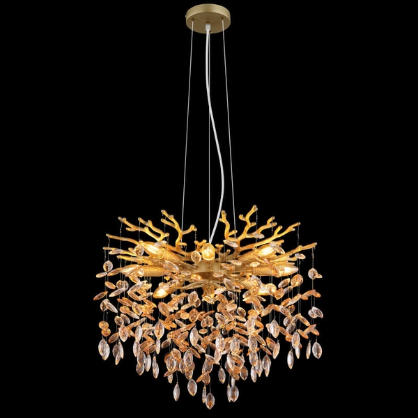 Żyrandol do jadalni Queena 64138H1G glamour kryształowy złoty