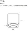 Downlight natynkowy Tub C0212 + RC0155/C0156 GOLD Maxlight LED 7W 3000K ze złotym pierścieniem czarny