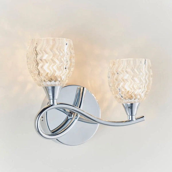 Szklana lampa na ścianę Boyer BOYER-2WBCH-L chrom przezroczysty