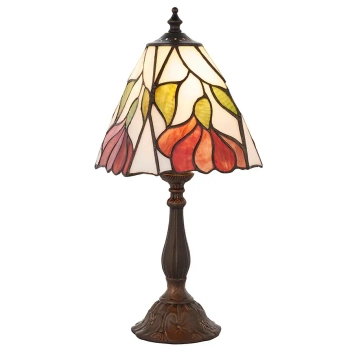 Stołowa lampka tiffany Botanica 63963 z wtyczką szklana brązowa kolorowa