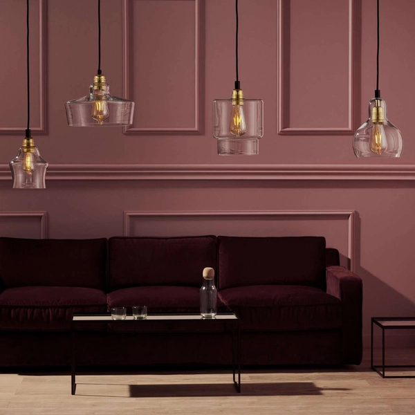 Wisząca LAMPA loftowa LONGIS 10872105 Kaspa skandynawska OPRAWA szklany zwis złoty przezroczysty czarny