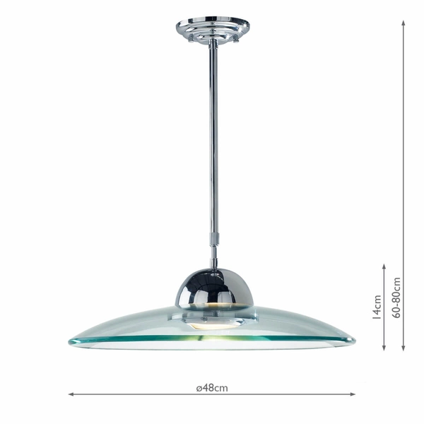 Szklana lampa wisząca Hemisphere HEM8650 Dar Lighting kapelusz chrom