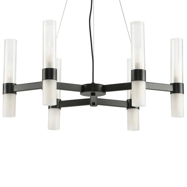 Żyrandol do jadalni Candela DN1505-6 black Step wielopunktowy tuby czarny