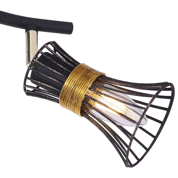 LAMPA ścienna PURRA 54814-2 Globo rustykalna OPRAWA kinkiet klatki druciane industrialne czarne złote