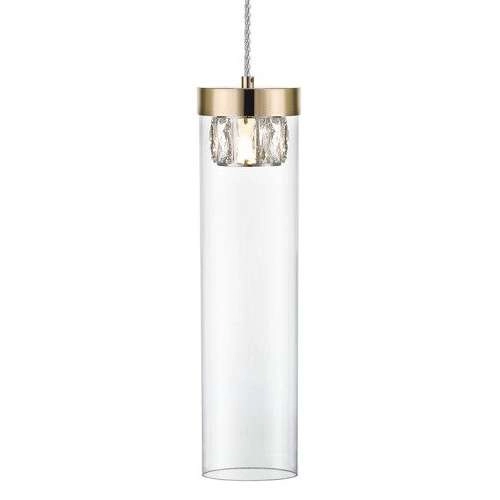 LAMPA wisząca GEM P0389-01D-F7AC Zumaline tuba OPRAWA szklany ZWIS złota przezroczysta