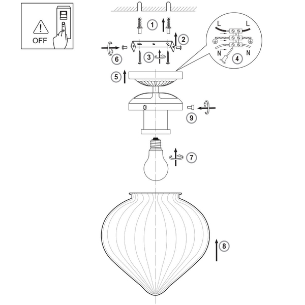 Łazienkowa lampa sufitowa Chestona 96489 Endon szklana IP44 przezroczysty chrom