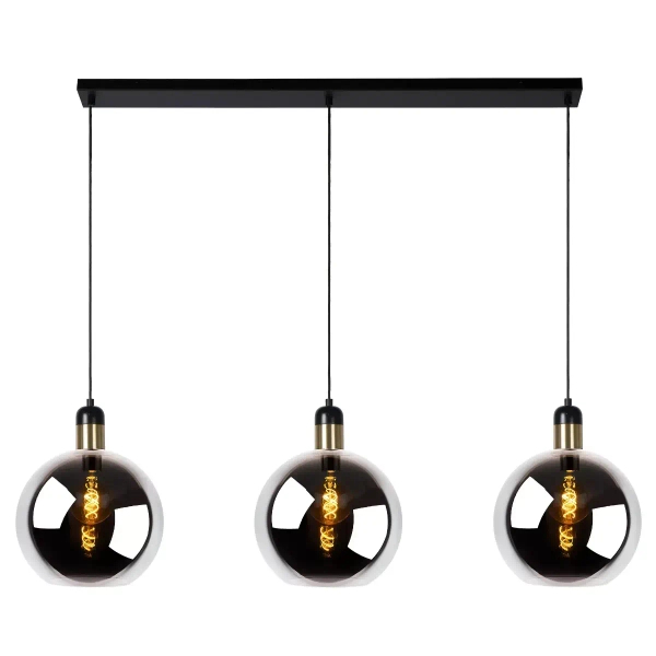 Wisząca lampa potrójna Julius 34438/03/65 Lucide okrągła czarna złota