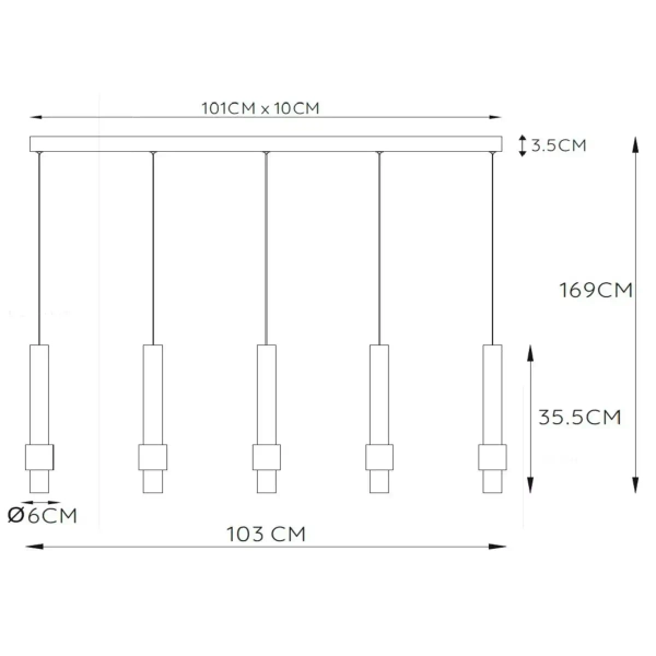 Zwieszana lampa tubki MARGARY 24402/30/96 LED 110W 2700K brązowy złoty