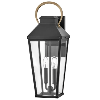 Zewnętrzna lampa ścienna Dawson HK-DAWSON-L szklana IP44 czarny