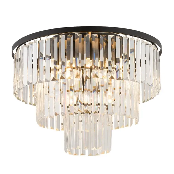 Kryształowa lampa sufitowa CRISTAL 7627 do salonu czarna przezroczysta