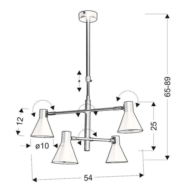 Lampa sufitowa LESS 34-72689 industrialna sticks regulowana czarna