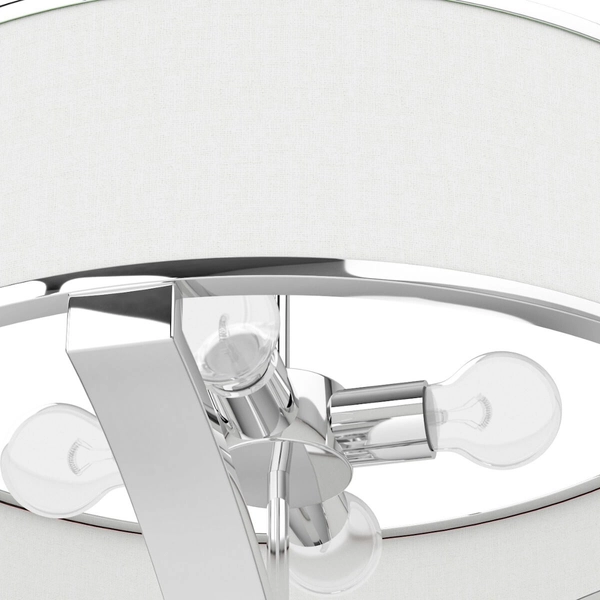 Klasyczna lampa wisząca Gerdo zwis abażurowy biały chrom