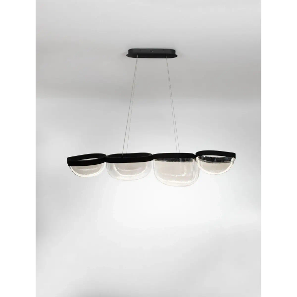 Wisząca lampa czarna szklana TUNTE do jadalni LED 43W 3500K ściemnialna nad stół LE46205