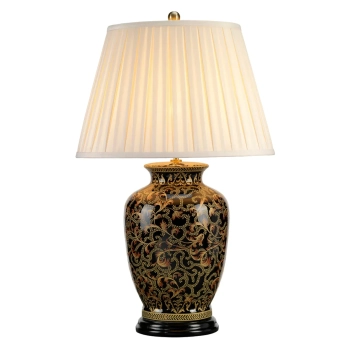 Stołowa lampa czarna złota 1xE27 na stolik porcelanowa MORRIS-TL-SMALL