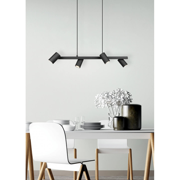 Wisząca lampa loftowa VANTOS DL432302400 Trio regulowana tubki czarny