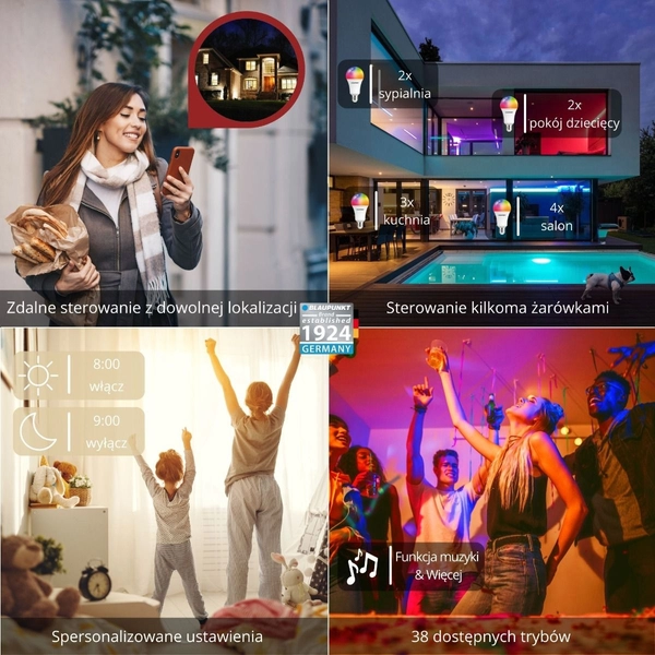 Żarówka Blaupunkt E27-9W-SMART LED 9W 3000K-6500K kolorowa