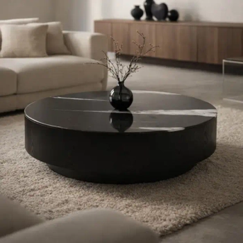Minimalistyczny stolik kawowy LAGO MM001501100419 czarny drewno żywica 100cm