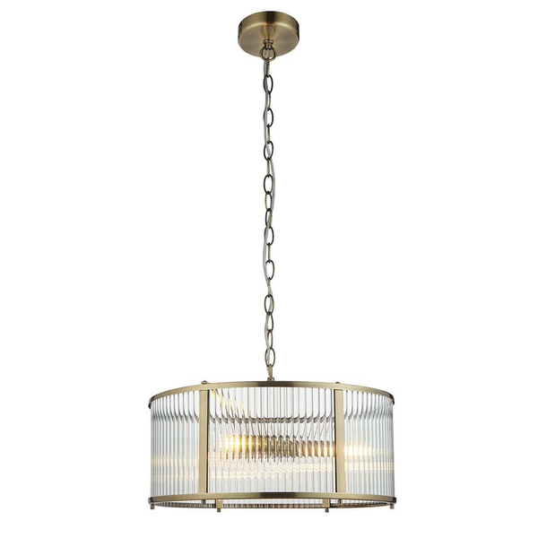 Wisząca lampa na łańcuchu Ridgeton 106282 szklana mosiądz