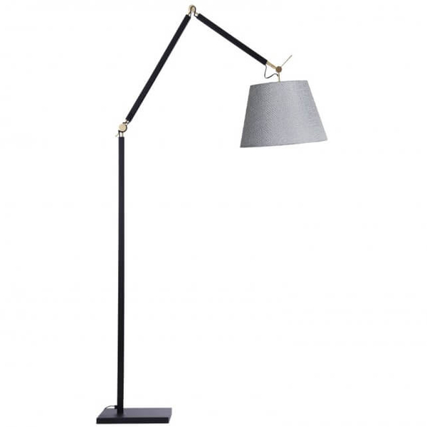 Salonowa lampa podłogowa Zyta z regulacją czarna szara