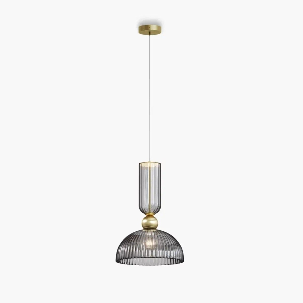 Wisząca lampa szklana Antic MOD302PL-01GR1 kopułowa szara mosiądz