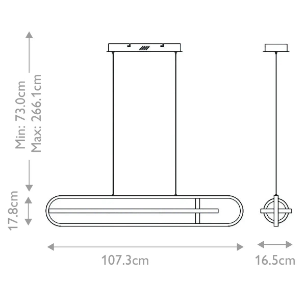 Lampa wisząca nad stół Demark QN-DEMARK-LP-BK LED 58W 3000K owalna czarny