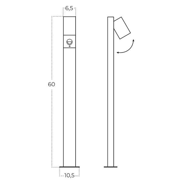 Stojący słupek ogrodowy Svan AZ5860 Azzardo z czujnikiem ruchu IP54 czarny