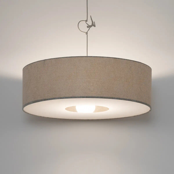 Abażurowa wisząca lampa CEDRO 11666 tkaninowa beżowa
