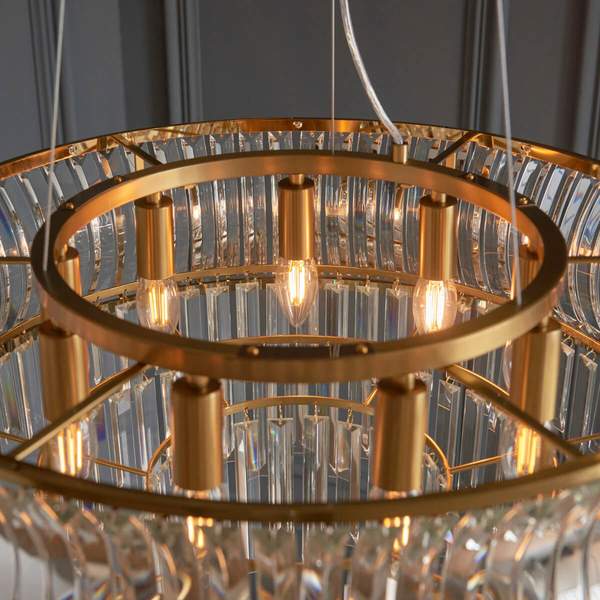 Wisząca lampa glamour L&-1107785 szklana mosiądz przezroczysty