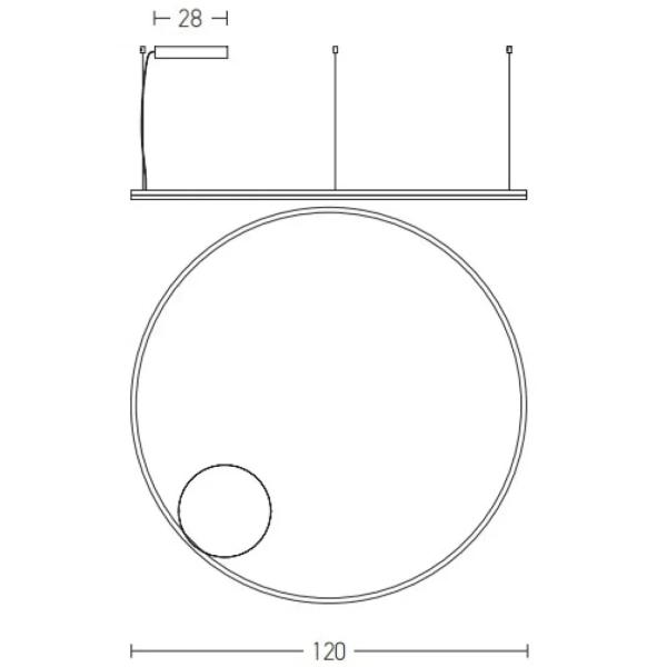 Minimalistyczna wisząca lampa 20265 LED 83W 3000K obręcz biała