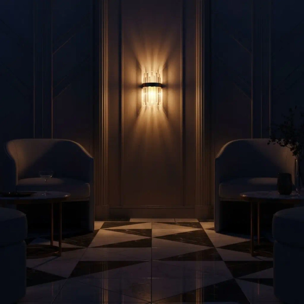 Ścienna lampa glamour Luxor CGLUXORBRASS35 kryształowa mosiądz szczotkowany