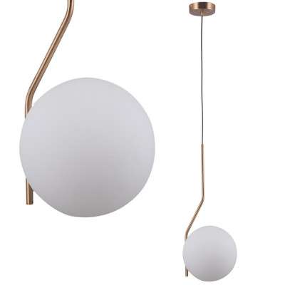 Wisząca LAMPA loftowa CARIMI PND-3300-1-HBR metalowa OPRAWA kula ZWIS szklany mosiądz biały
