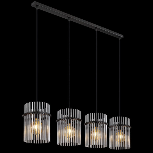 Wisząc lampa nad stół GORLEY 15698-4H szklana loft czarna przydymiona
