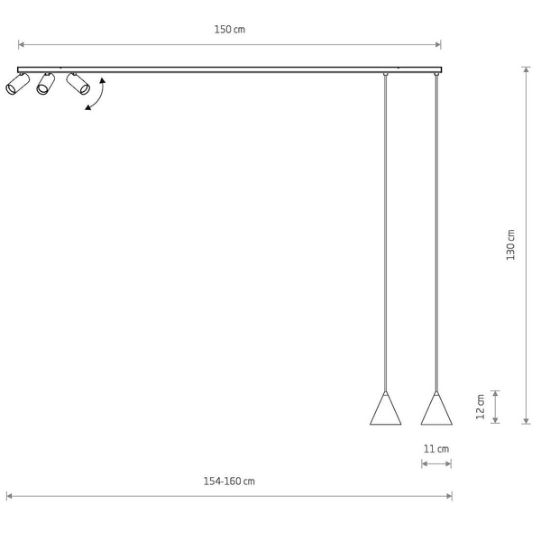 Lampa wisząca do sypialni Fourty 11472 regulowane tuby metalowe jedwabisty grafit