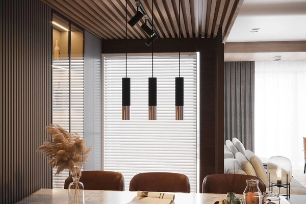 Modernistyczna LAMPA wisząca SL.0947 metalowa OPRAWA loftowy ZWIS tuby czarne miedź