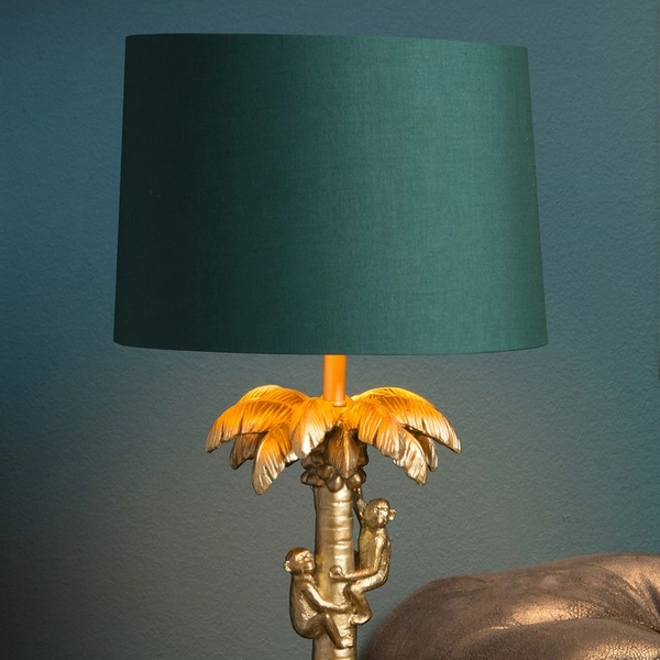 Dekoracyjna LAMPA biurkowa EXTRAVAGANZA COCONUT 10505/81/02 Lucide abażurowa LAMPKA orientalna na stół małpki zielone złote