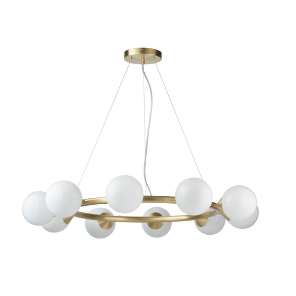 Molekułowa lampa wisząca L&-1106008 nad stół mosiądz biały