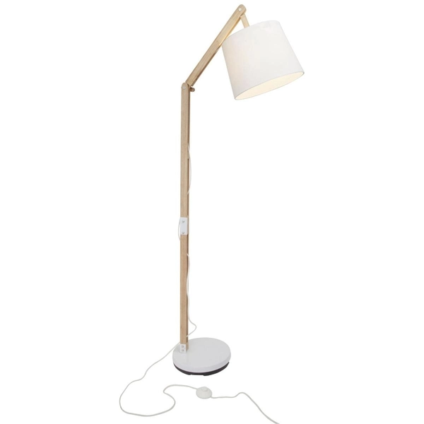 Regulowana lampa stojąca Carlyn 09958A75 z abażurem drewno biała