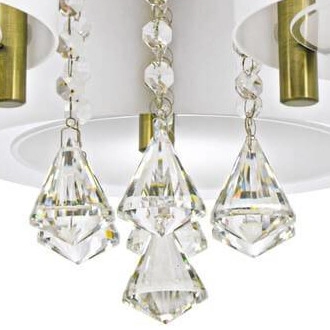 Abażurowa LAMPA sufitowa DRS8006/3 21QG Elem glamour OPRAWA z kryształkami do jadalni biała mosiądz