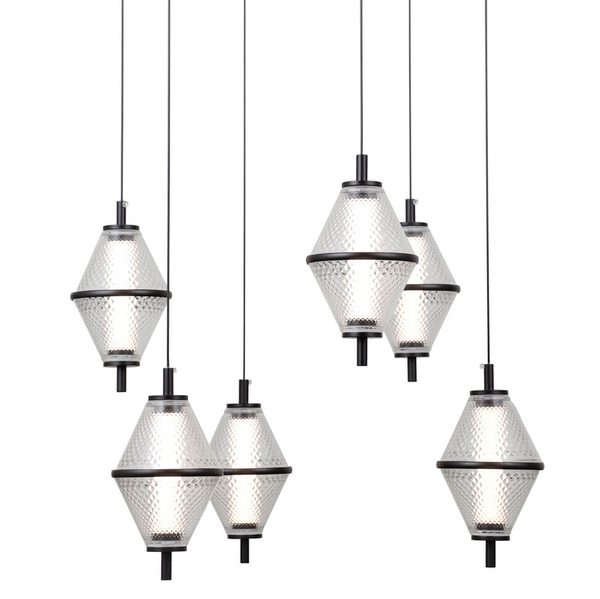 Wisząca lampa Fuente PND-34395-6-BK LED 180W 3000K czarny przezroczysty