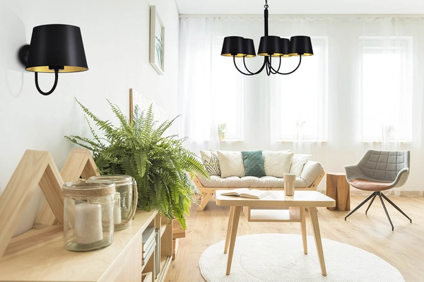 Ścienna lampa Sasto K-4337 klasyczna do salonu czarna złota