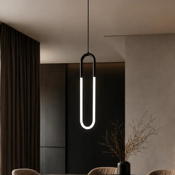 Czarna lampa wisząca U-SHAPE ST-1716-BK LED 12W 3000K pionowa